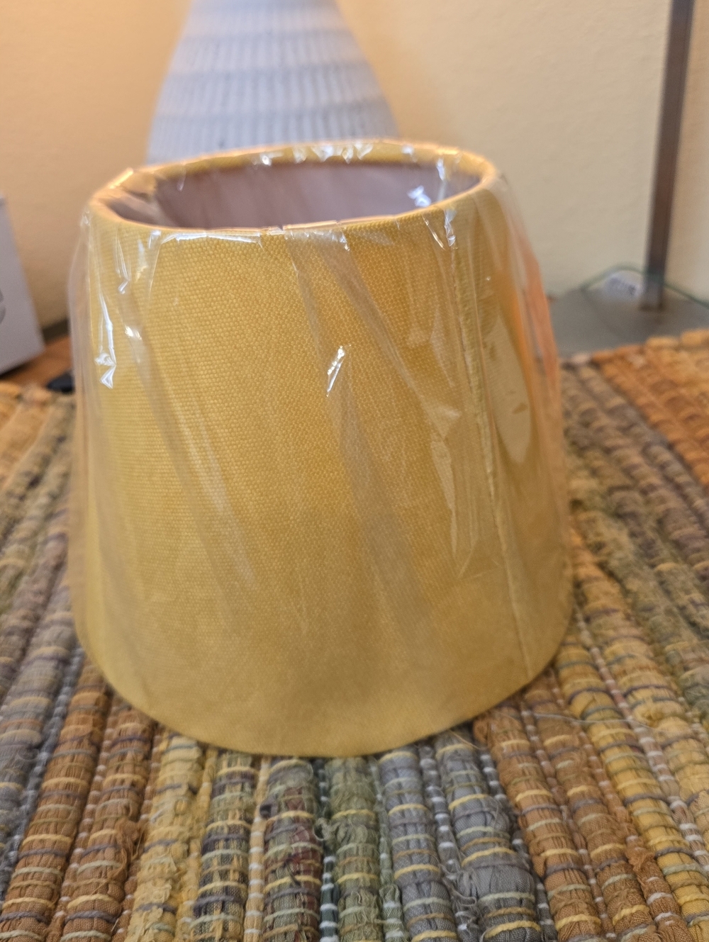 Yellow Fabric Drum Lamp Shade Small Farmhouse Style NWOT